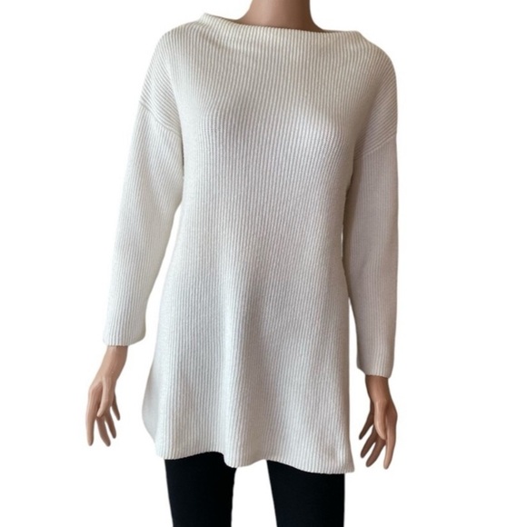 Chico's Wool Blend Ribbed Knit Boat Neck 3/4 Sleeve Pullover Sweater Size Large - Picture 1 of 10